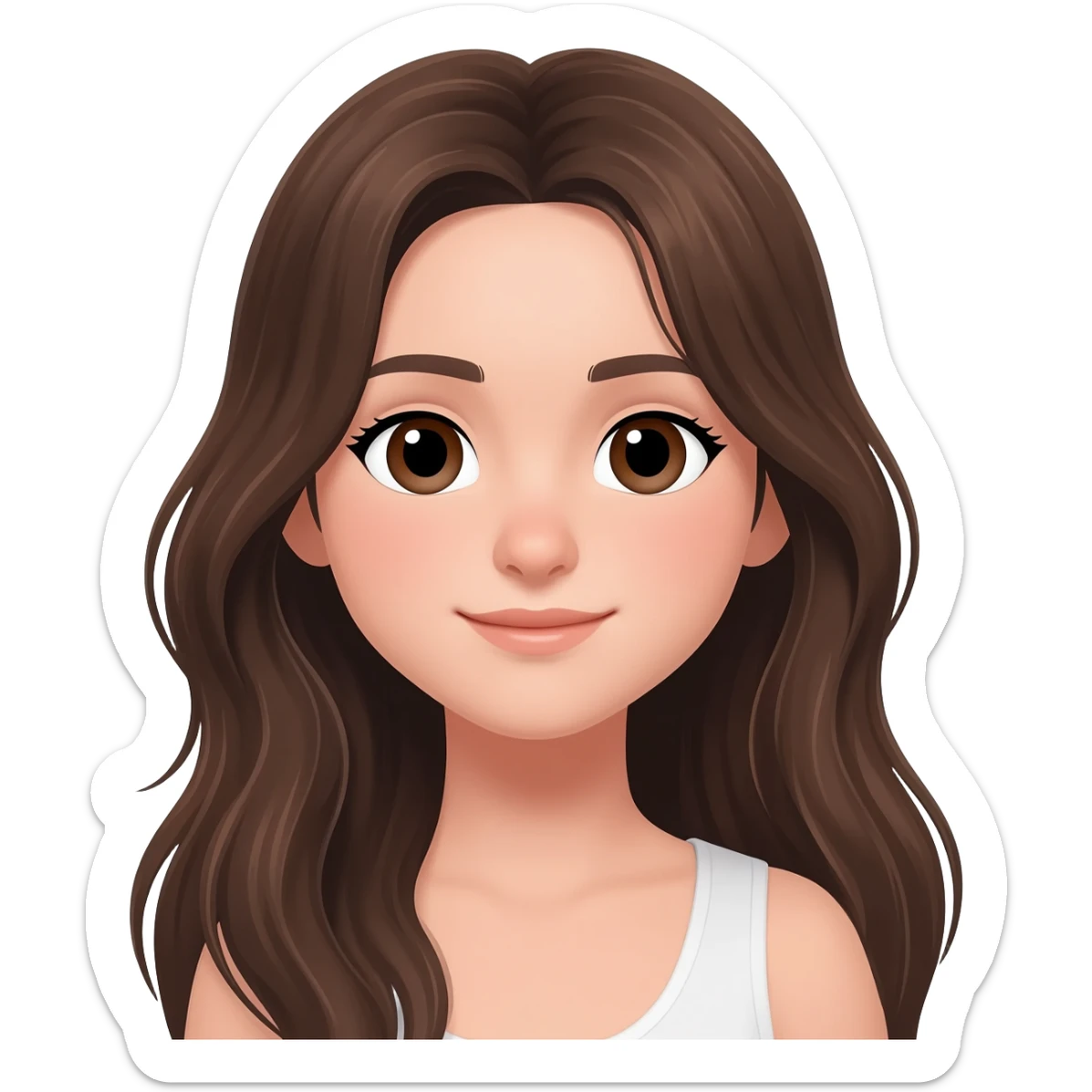 𝚄𝚗𝚊 𝚌𝚑𝚒𝚌𝚊 𝚌𝚘𝚗 𝚎𝚕 𝚙𝚎𝚕𝚘 𝚌𝚊𝚜𝚝𝚊𝚗̃𝚘  el cabello mas abajo de los hombroa con los ojos cafes sticker