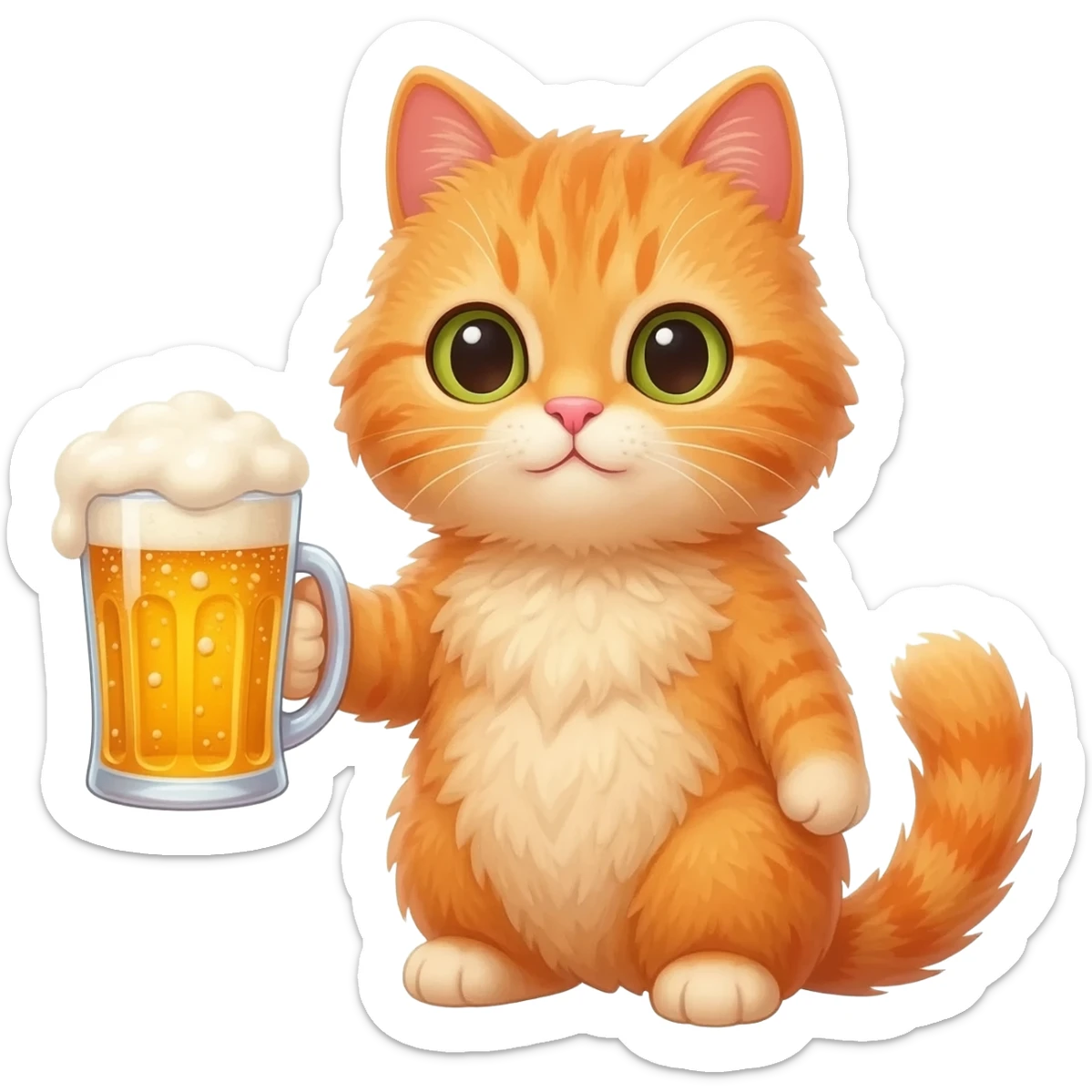 cat holding a beer sticker