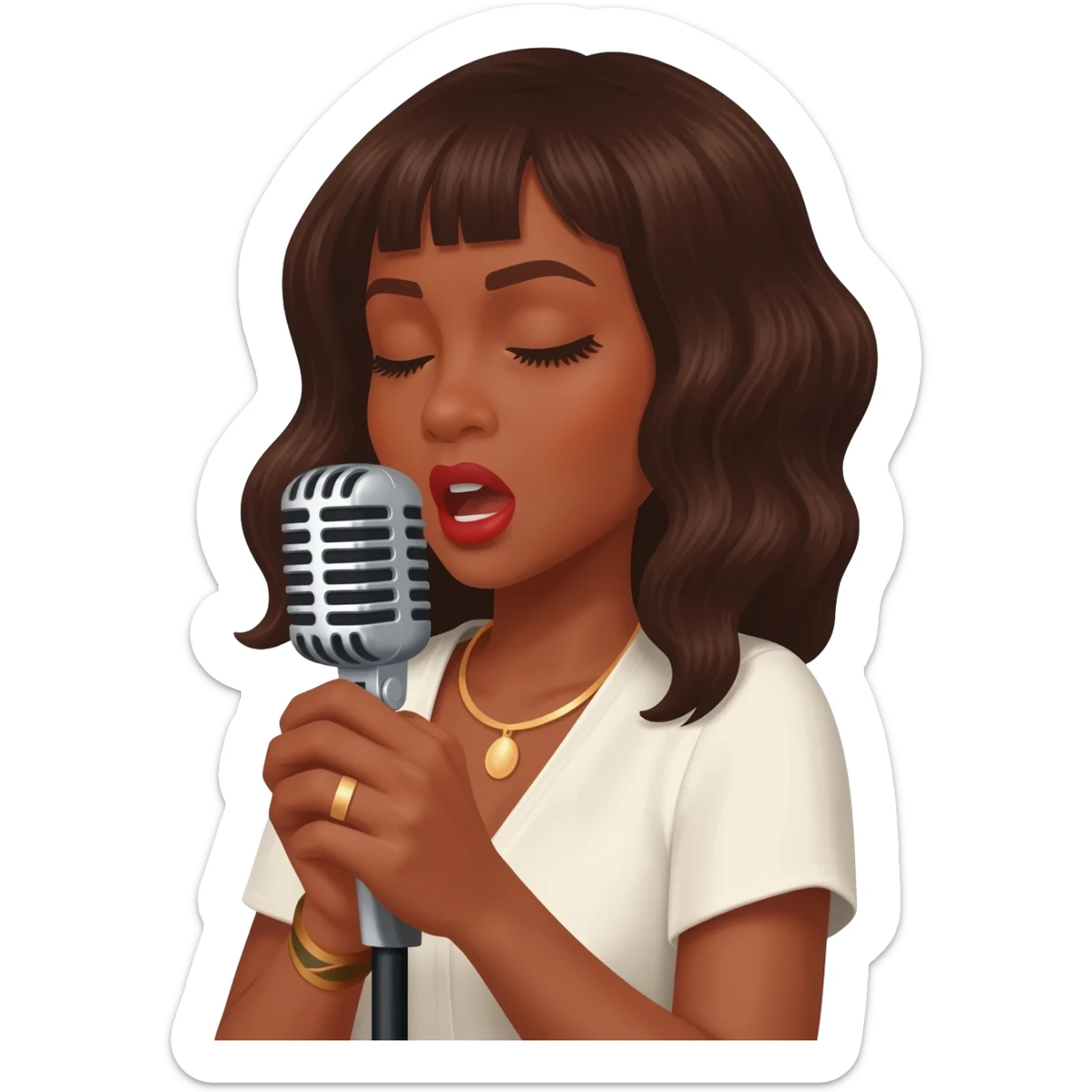 Gonemili Grace chante avec un micro en main sticker