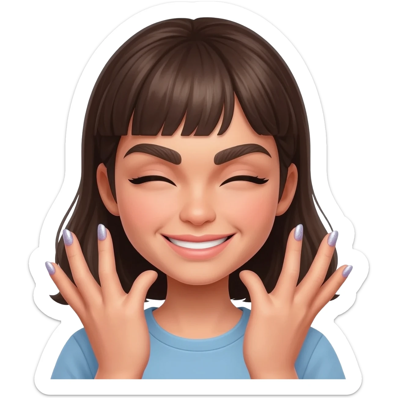 Smile girl emoji with nail giving sassy look sticker