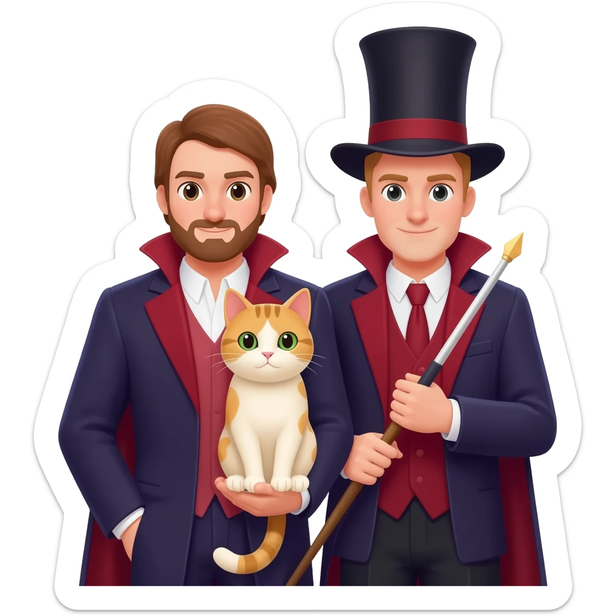 magician couple and their pet cat sticker