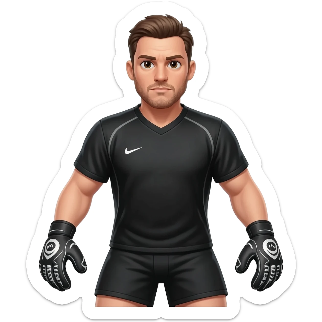 make a football goalkeeper emoji (man in a black football kit) please sticker