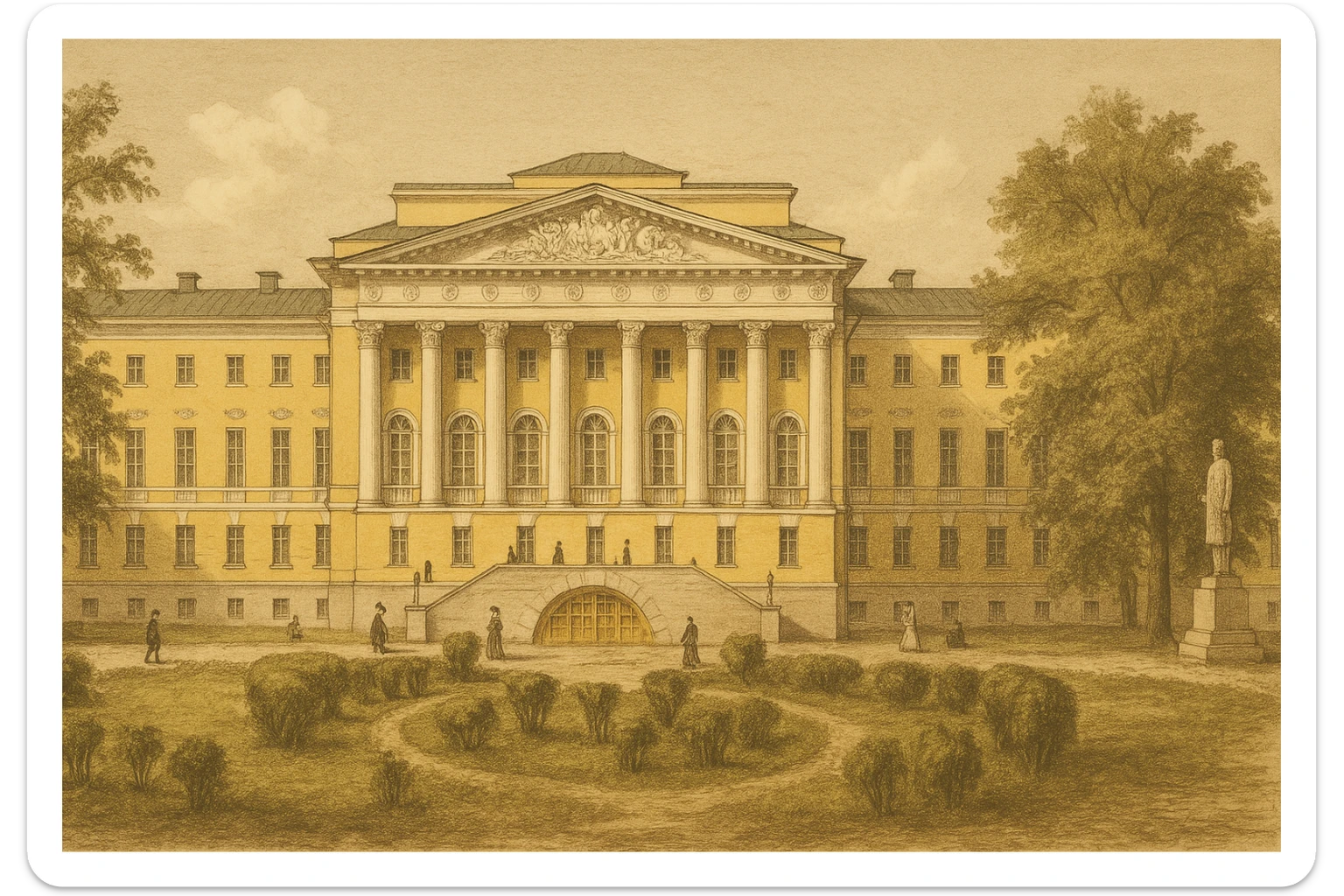 Казаковский корпус Московского Университета в 19 веке - рисованный стиль sticker