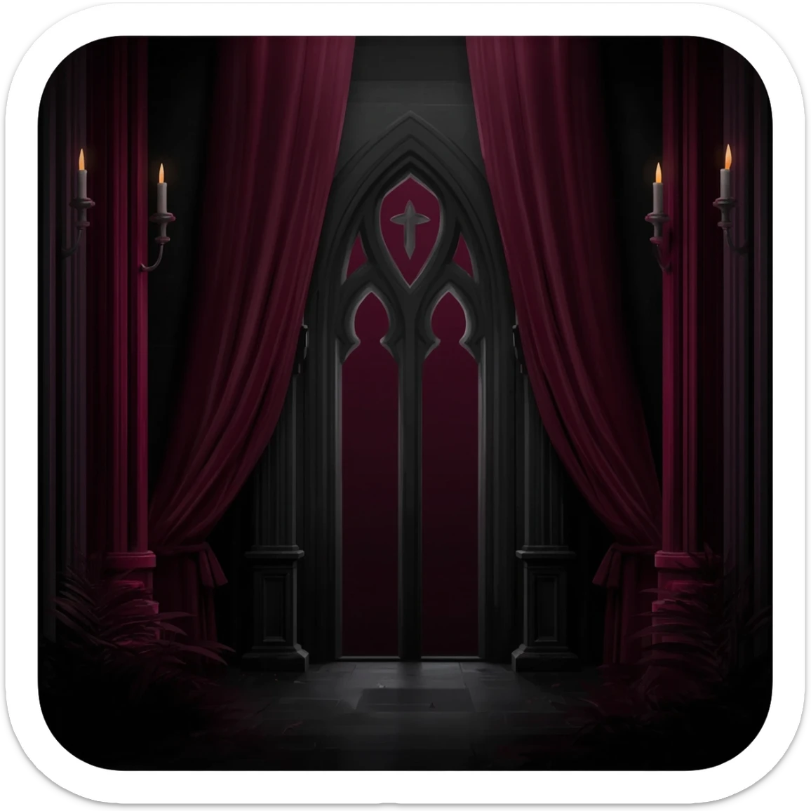 Dark gothic black and burgundy aesthetic scenery scene picture   sticker