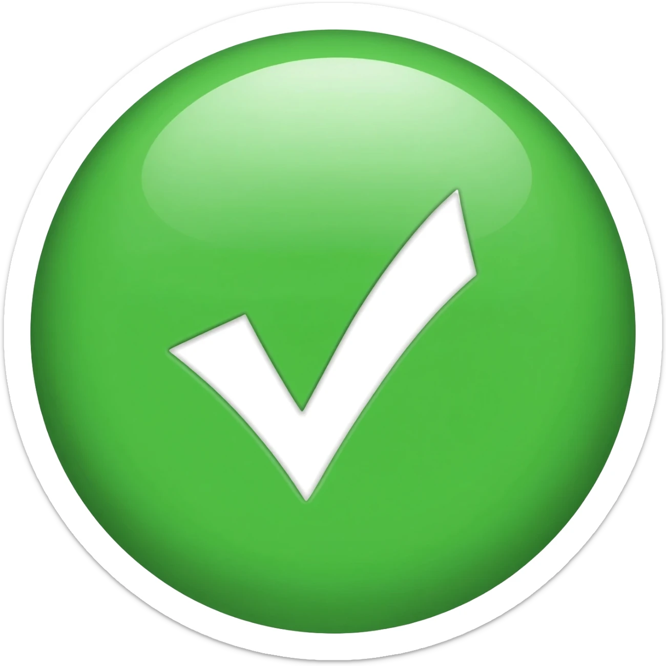apple style emoji, a white tick in a green circle sticker