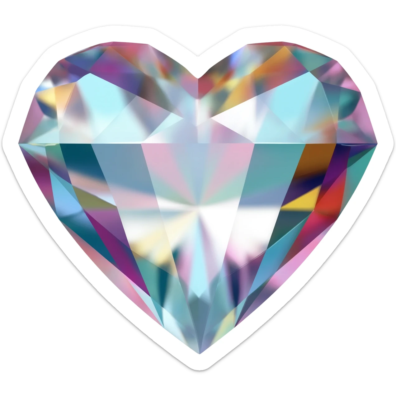 heart shape multi colored diamond sticker
