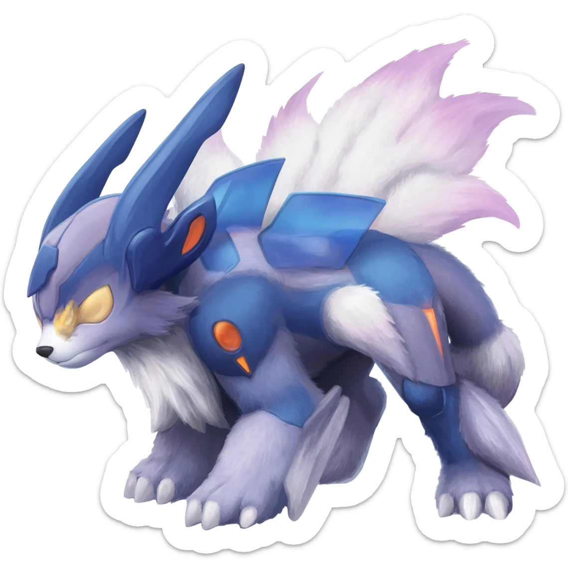 Futuristic furry Deoxys-Genesect-Lunala-ET-hybrid-fantasy-creature sticker