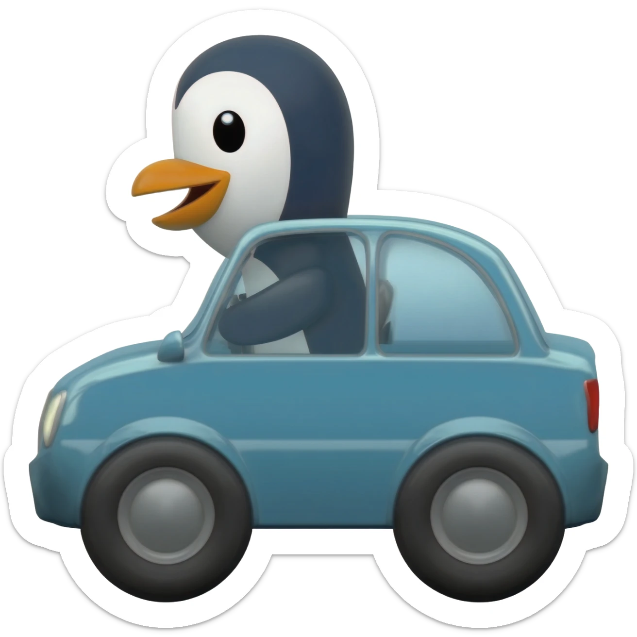 Penguin riding a car sticker