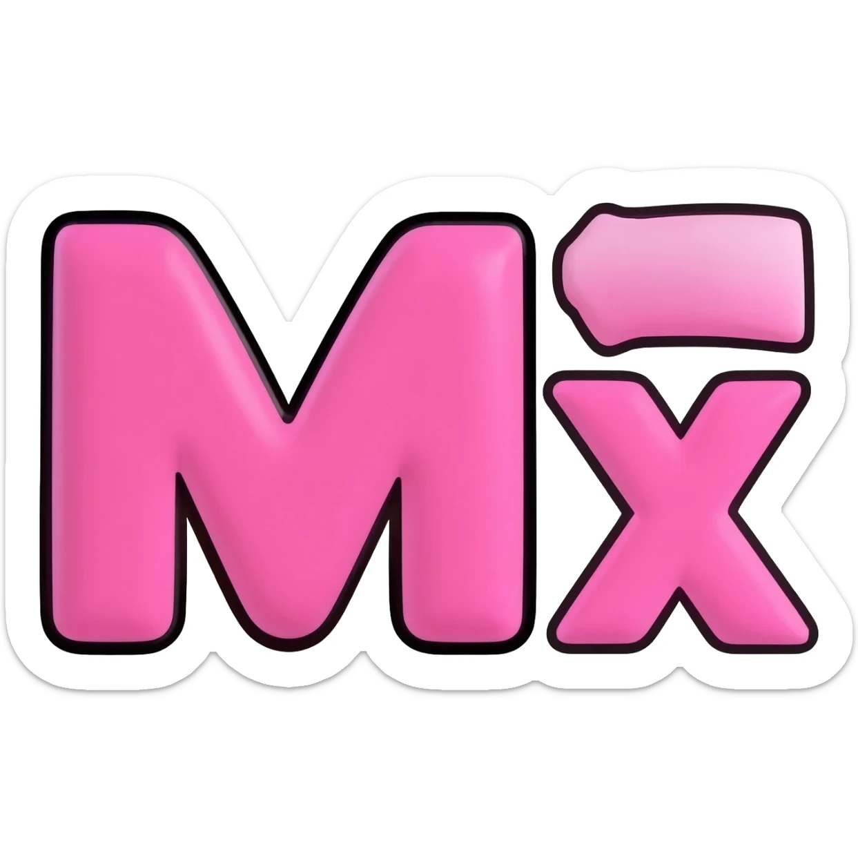 Bold Bubble letters in pink and outlined in black, Words Mrs T sticker