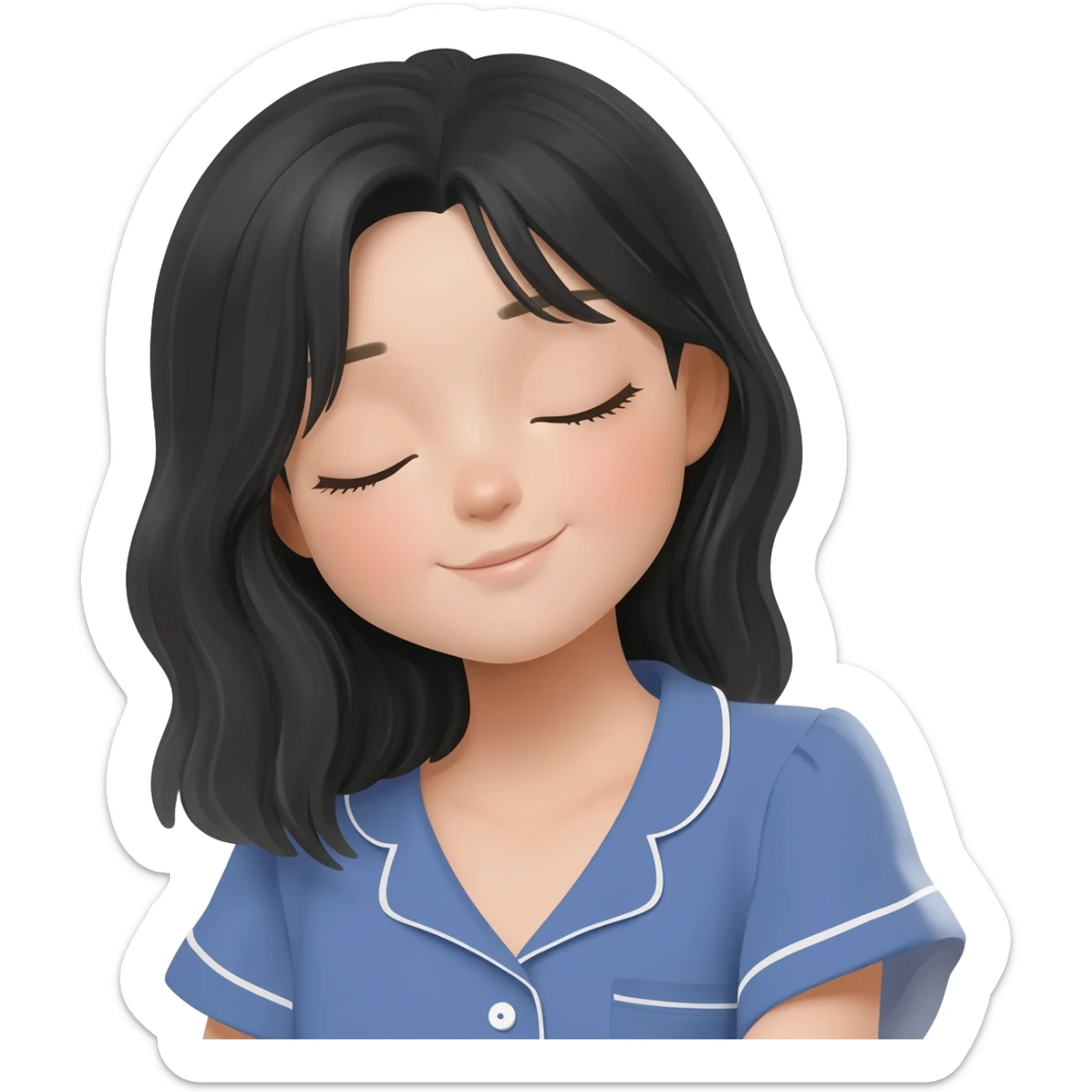 haz una niña con pelo negro ojos cafes y que este durmiendo sticker