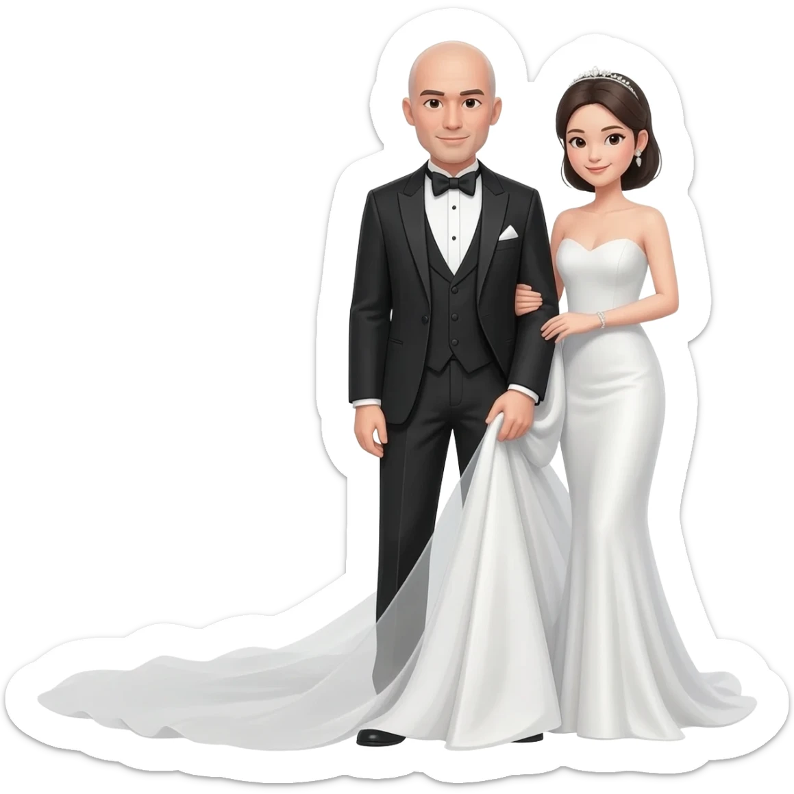 Bald groom with Asian bride sticker