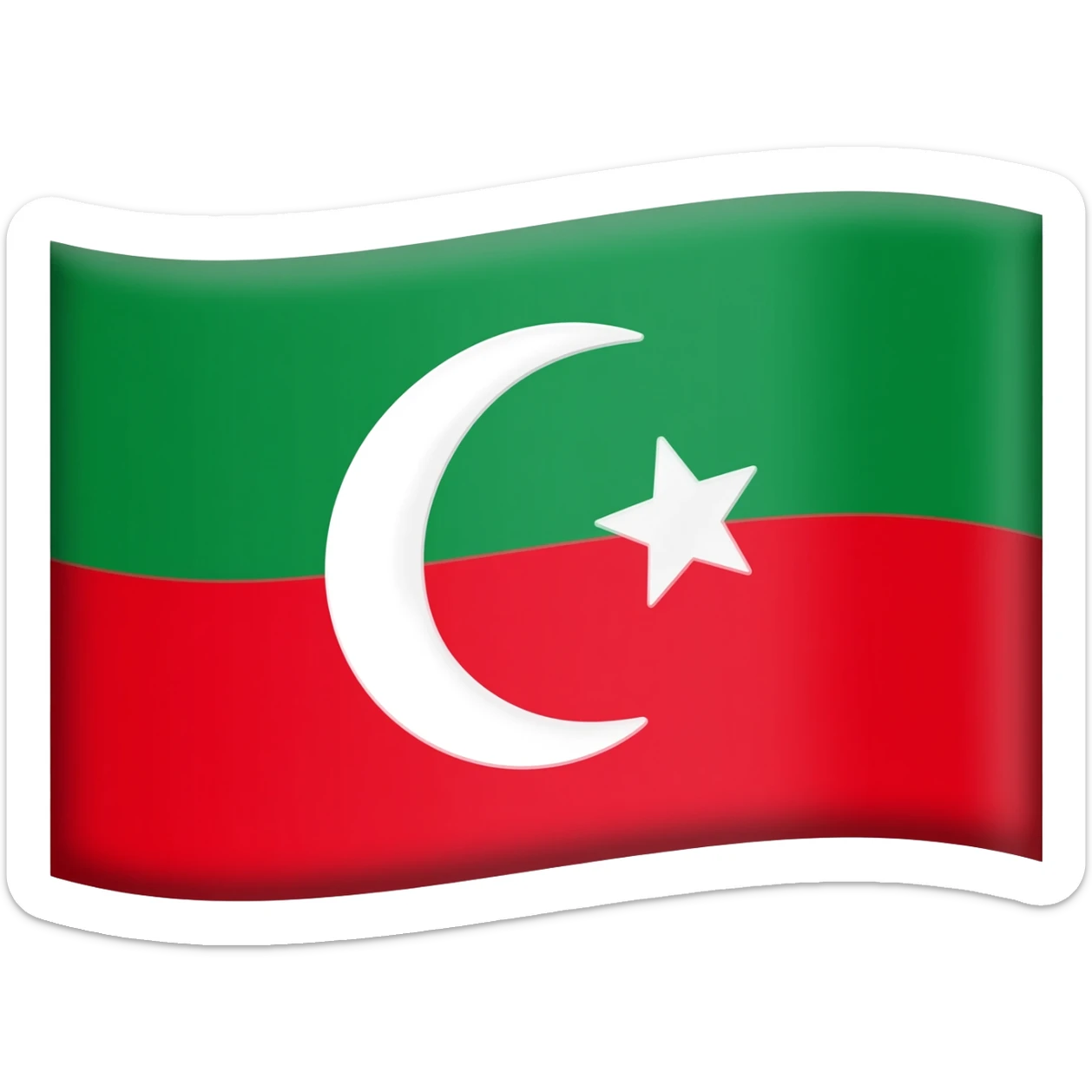 Flags with horizontal top half green bottom half red with a crescent and star in the middle sticker