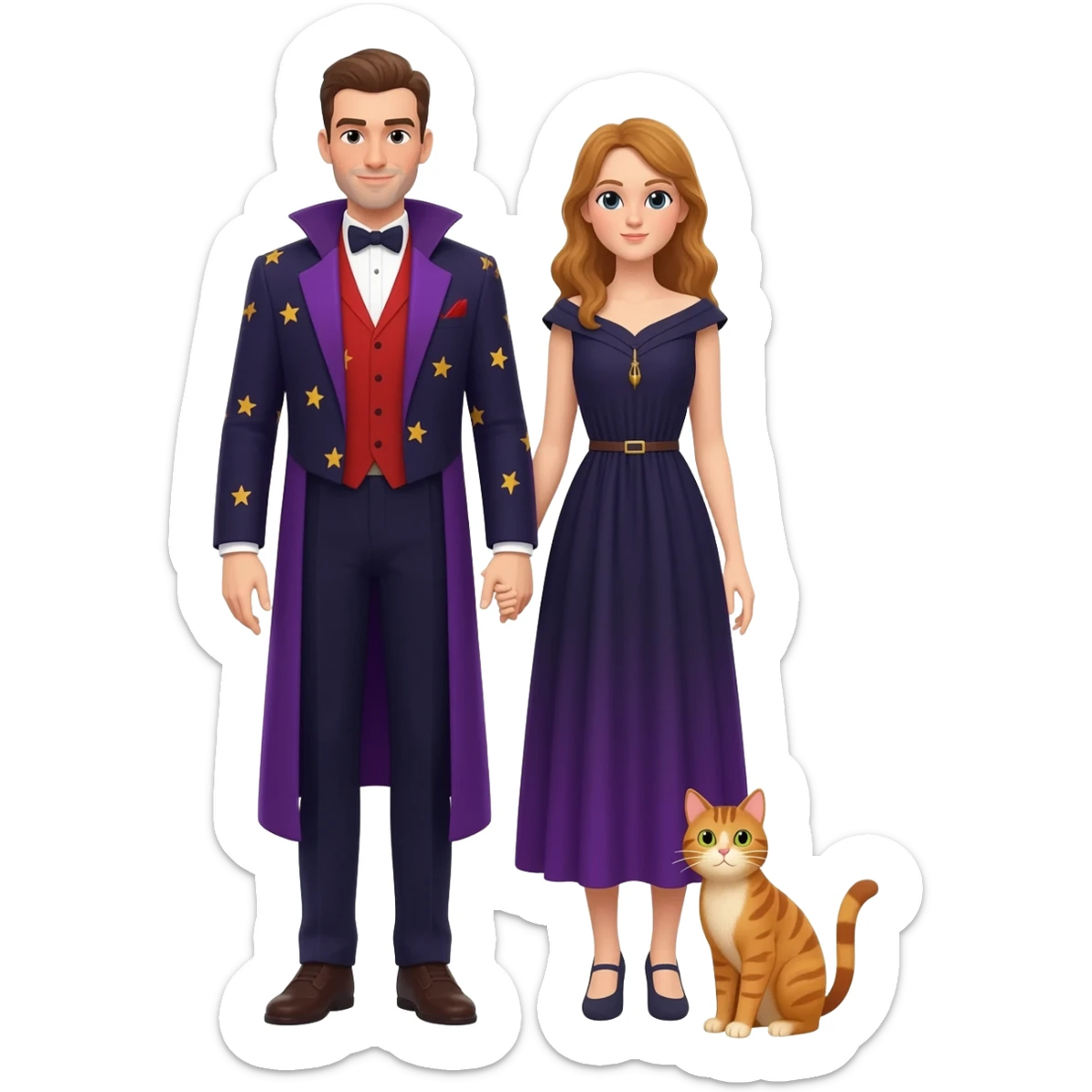magician couple and their pet cat sticker