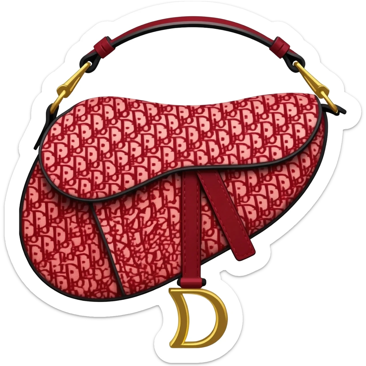red dior printed saddle bag sticker