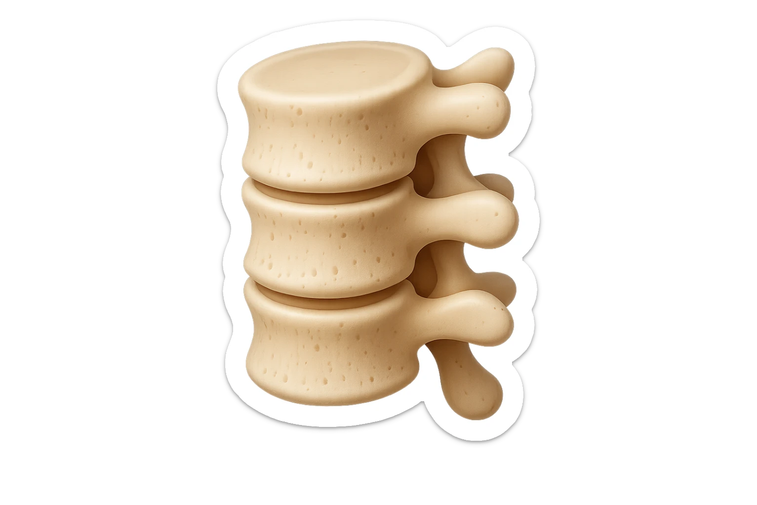 rappresenta con 3 emoji stile iphone di un piccolo tratto di spina dorsale, iperealistico 4k sticker