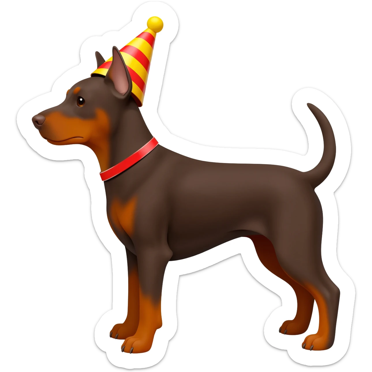 Brown German pinscher birthday emoji sticker