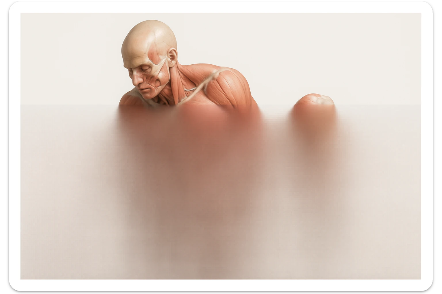 CORPO UMANO ANATOMICO REALISTICO CHE SVOLGE UN ESERCIZIO DI MOBILITà ALLE ANCHE, iperrealistico 4k sticker