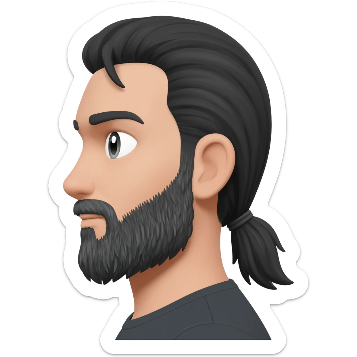 white man with black and grey beard and pony tail sticker
