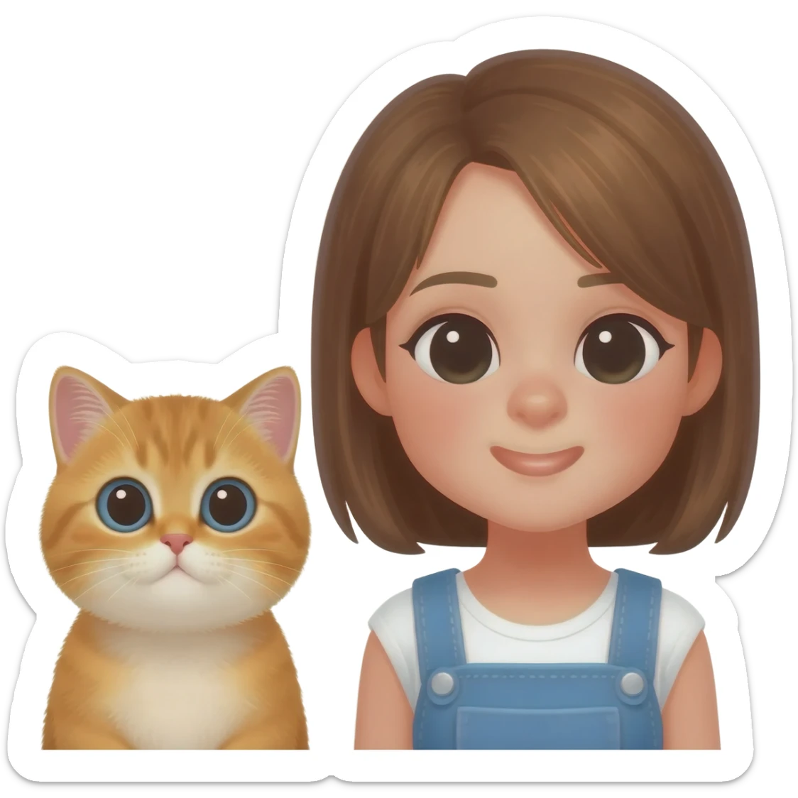 british Baby cat with girl brown hair sticker