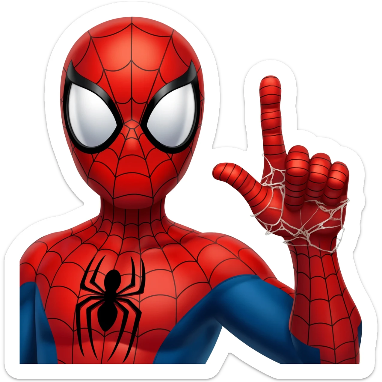 do a spider man and spider web throwing from his hand with ily position sticker