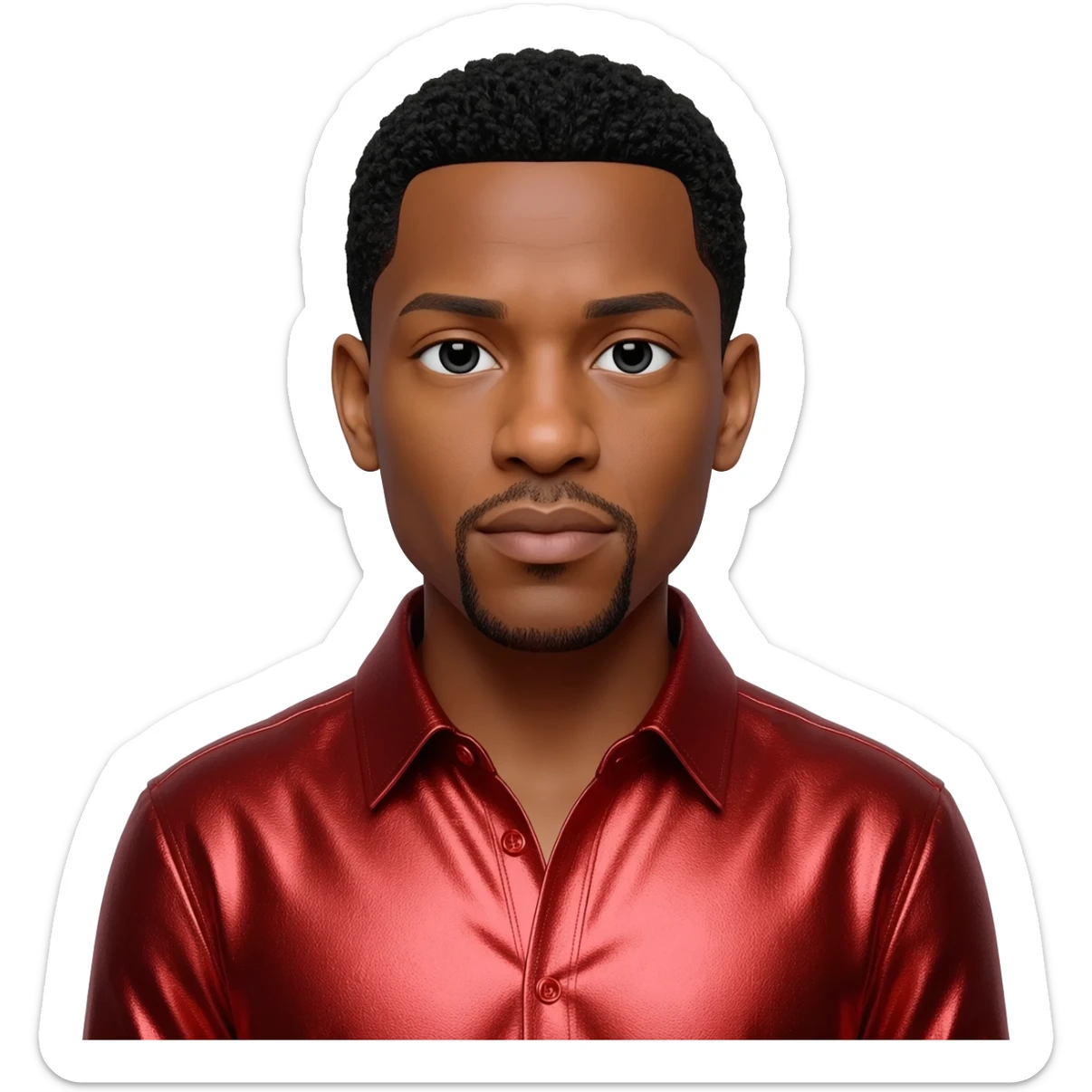 Ginuwine with black short hair, red metallic shirt sticker