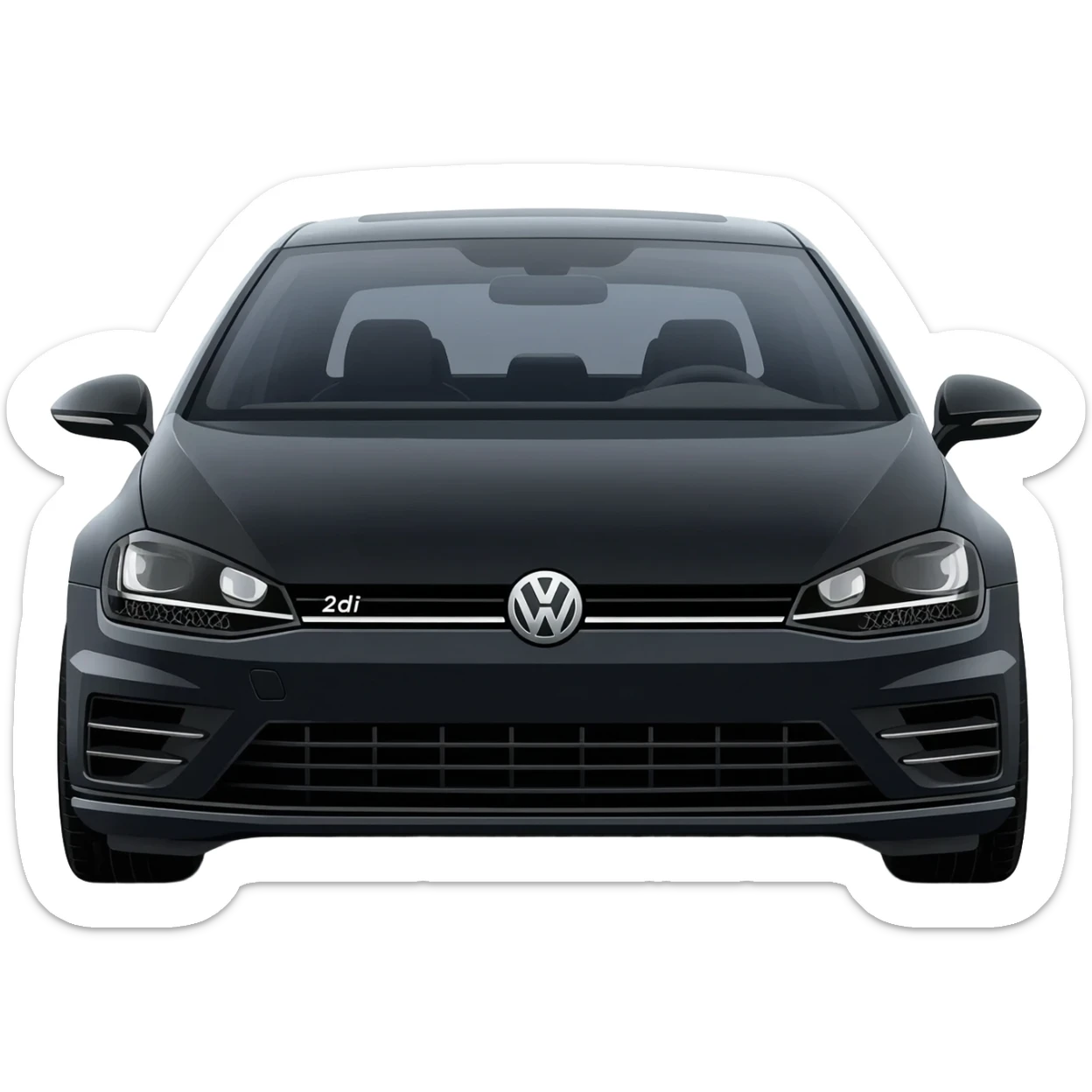 a picture of a full black VW Golf GT Edition TDI MK7 2016 with black rims and tinted windows on an angle sticker