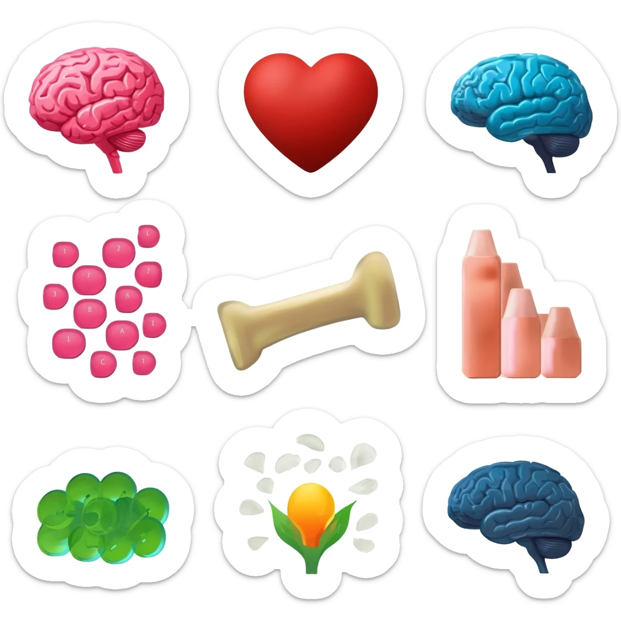 brain support
heart support
immune support
bone strength
hormone balance female
hormone balance male
Anti candida
low sugar/no sugar 
vitamins (write Vit  A, B1, B2, B3, B6, B7, B12, FOLATE AND FOLIC ACID, C, D, E AND K )  
Iron
Magnesium 
no yeast 
Anti inflammation sticker