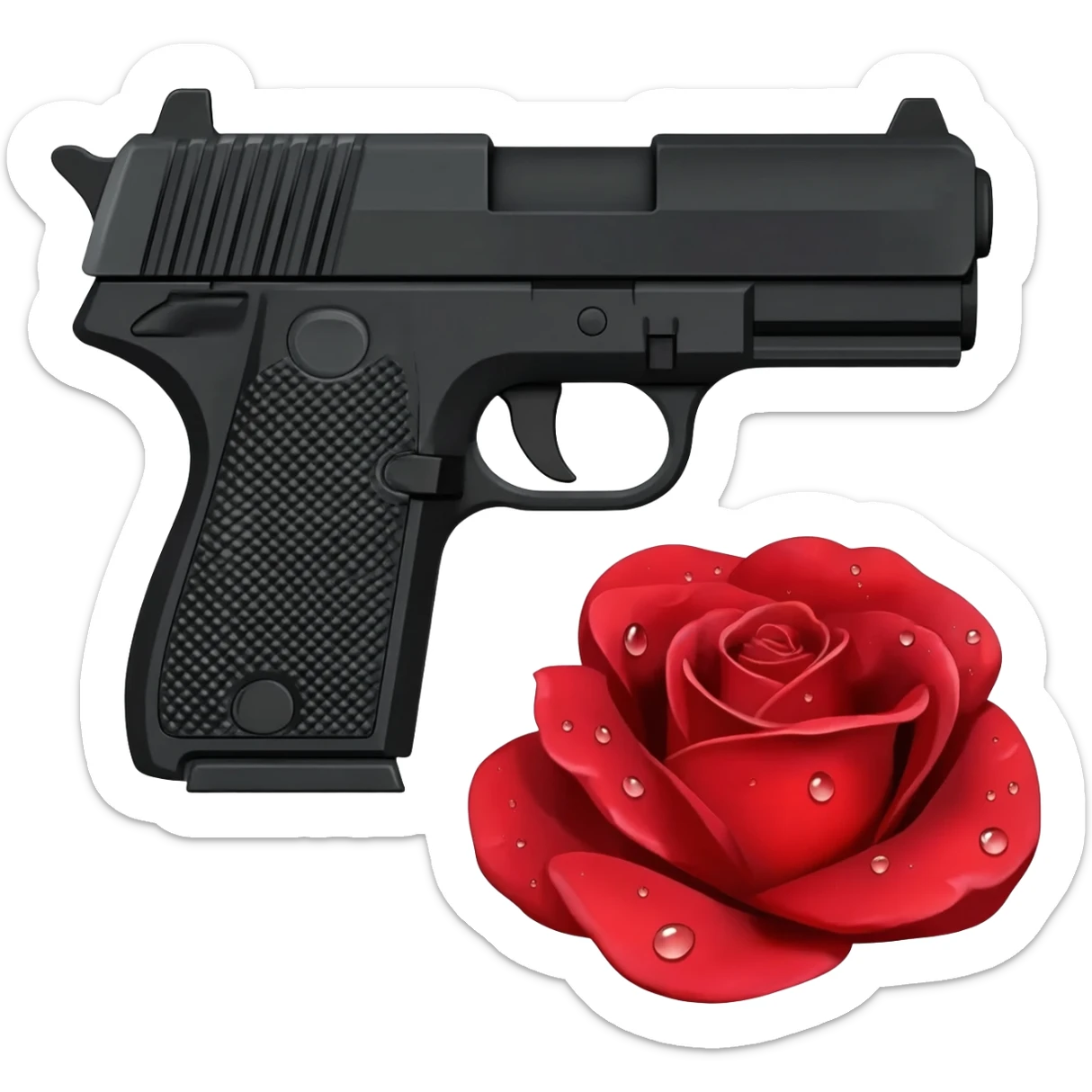 gun and a rose sticker