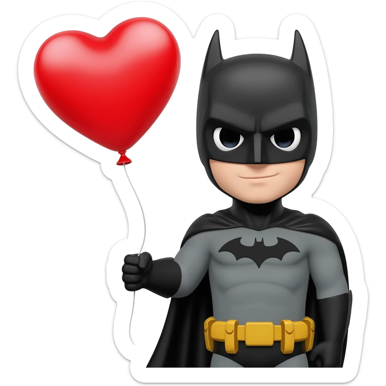 batman holding a balloon hearts sticker