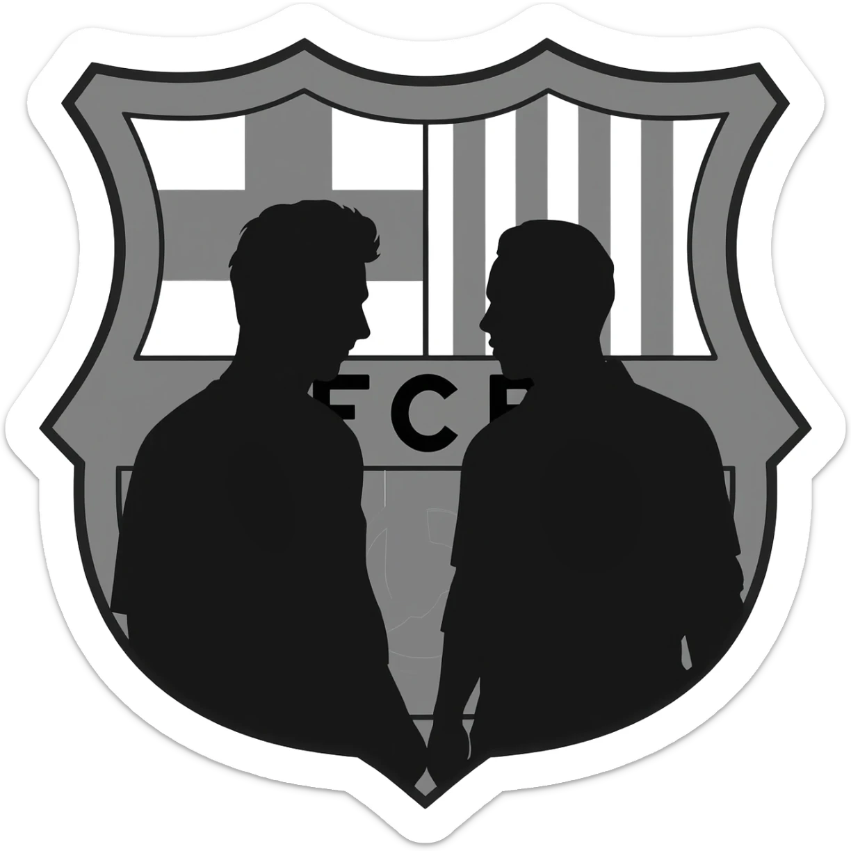 barcelona black and white logo clean with messi and neymar on background sticker
