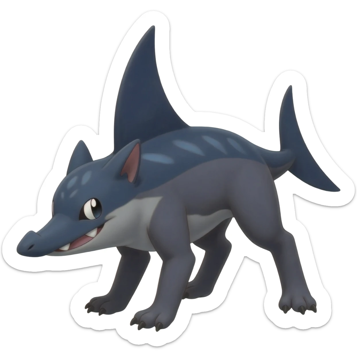 Cool edgy furry cute realistic Landhai-Sharpedo-Hyena-hybrid-animal-Pokémon-Fakemon-fusion-creature  sticker