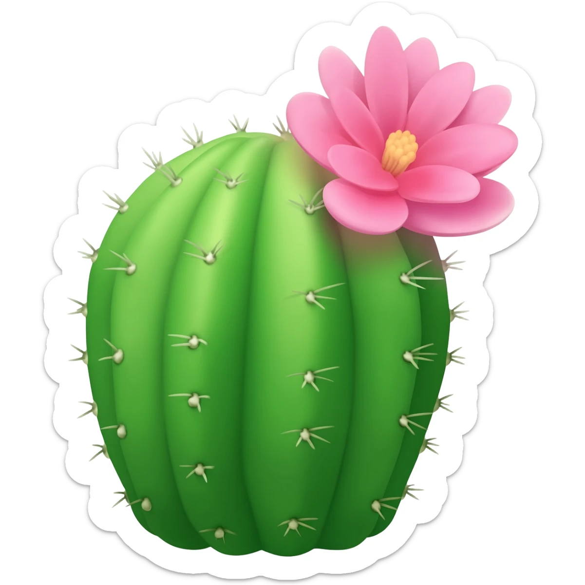 Emoji cactus with pink flower sticker