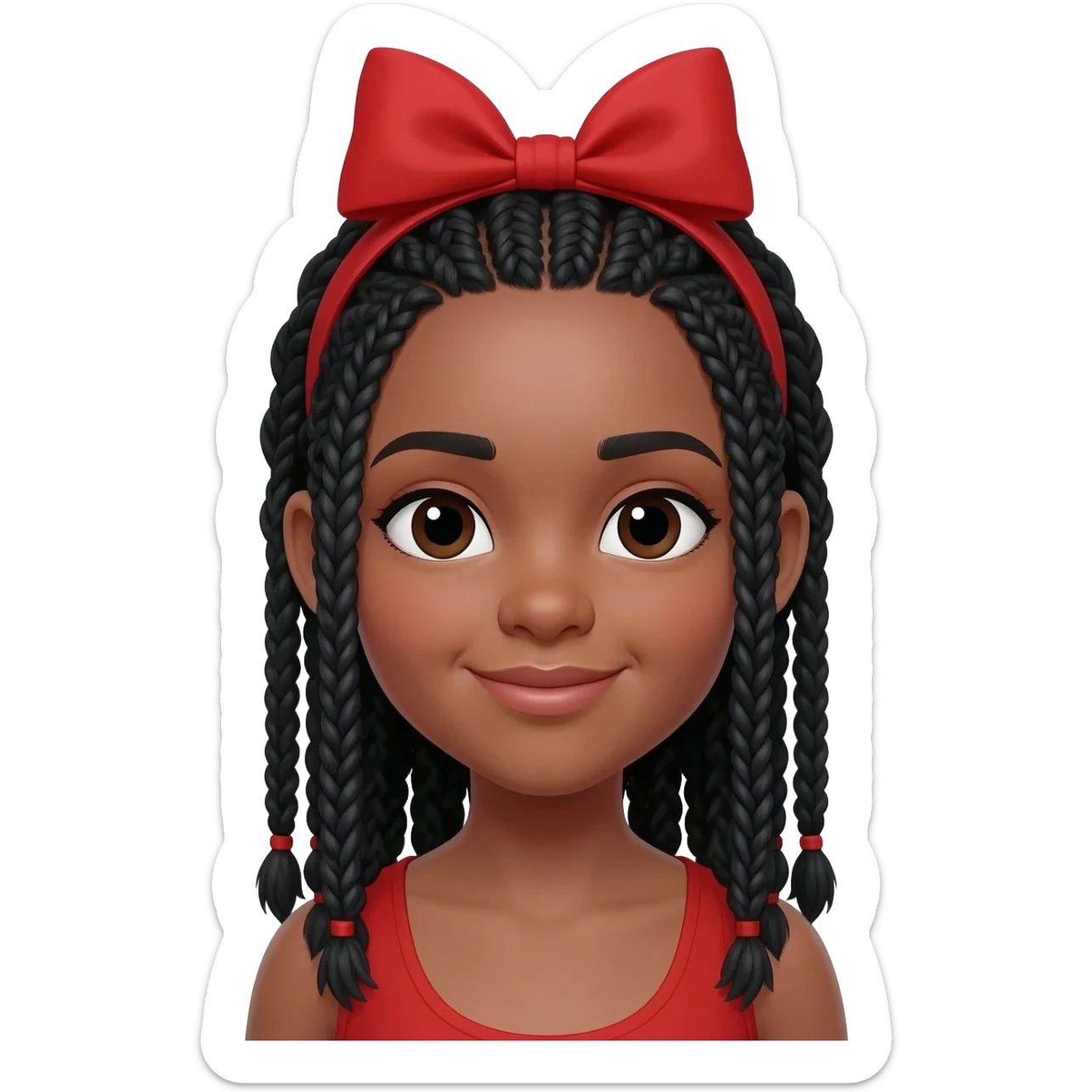 in braids red bow sticker