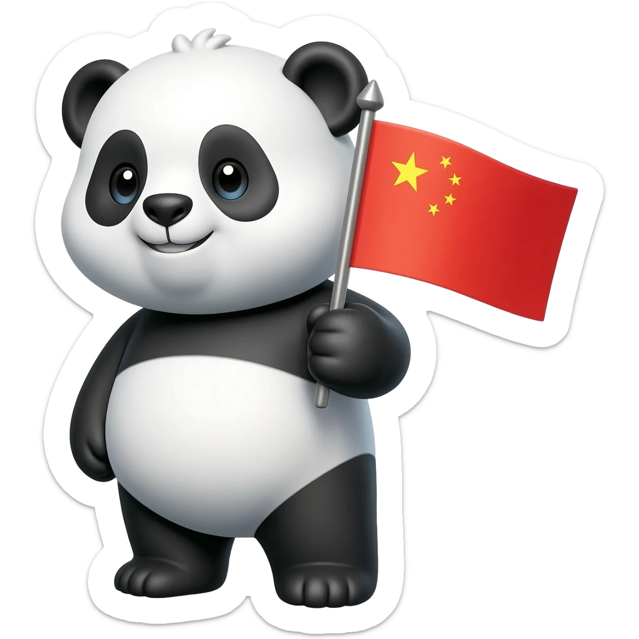 panda holding a Chinese flag sticker