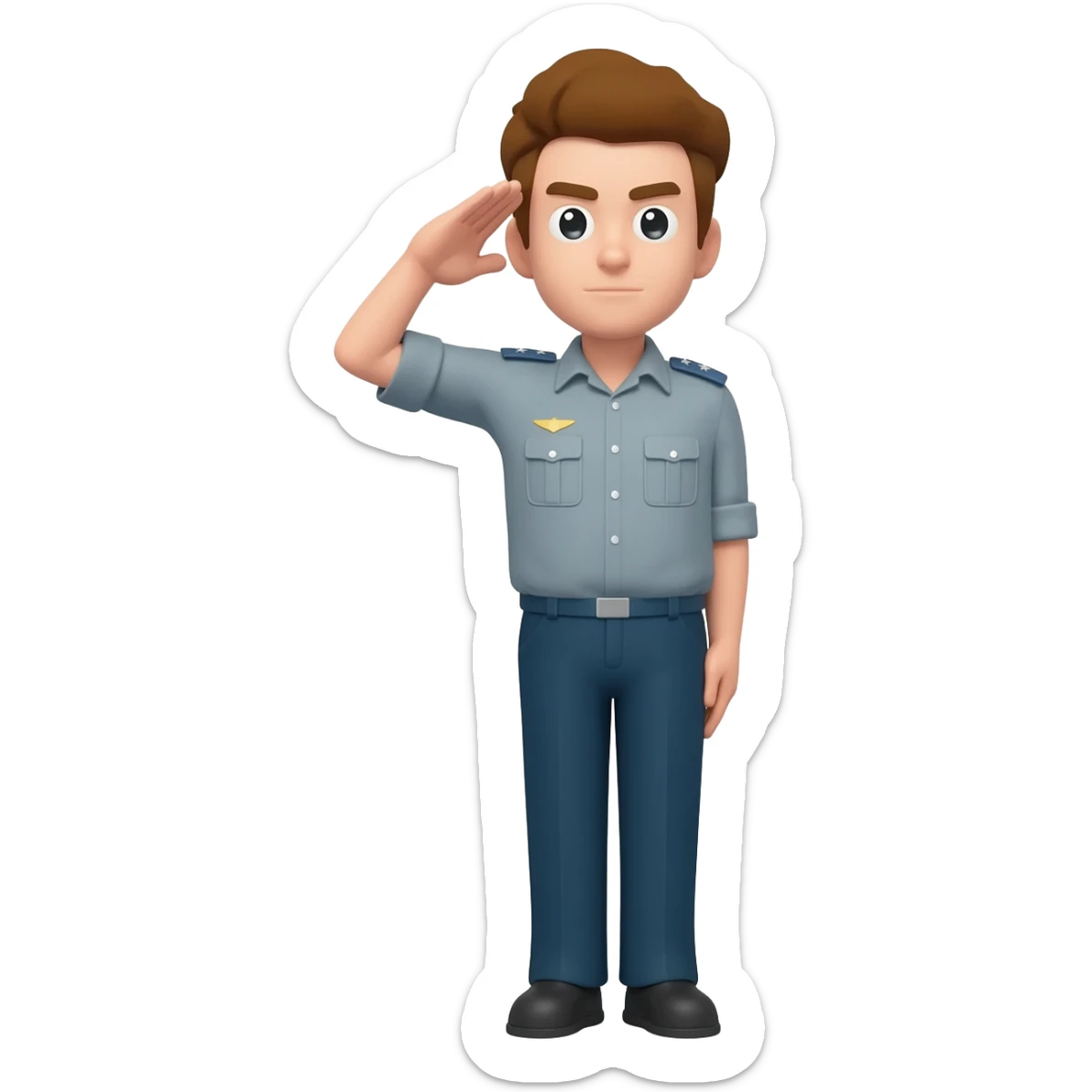 Eliminate the rifle and do a hand salute with the right arm sticker