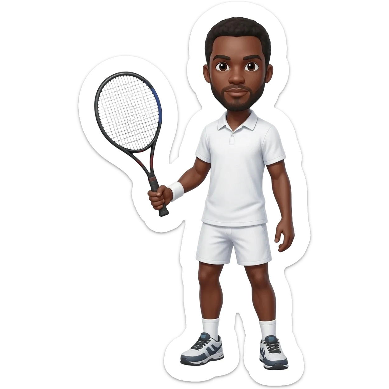Tennis player black male sticker