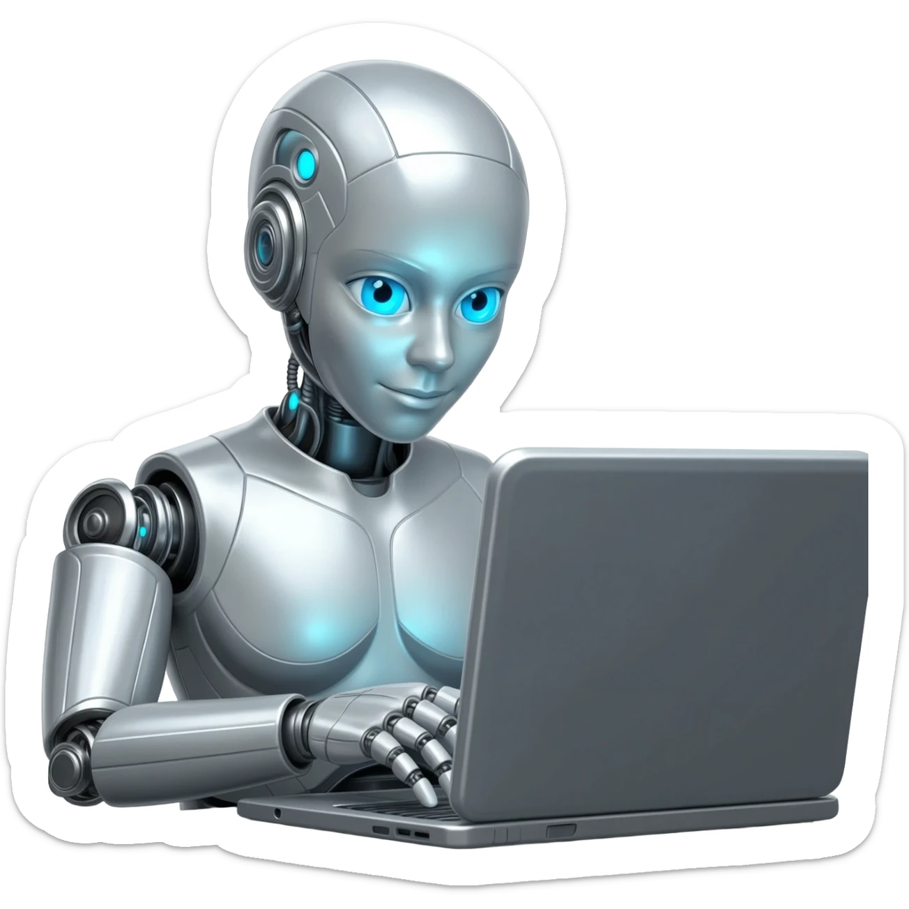 AI robot Chatting on Computer in illustration style sticker