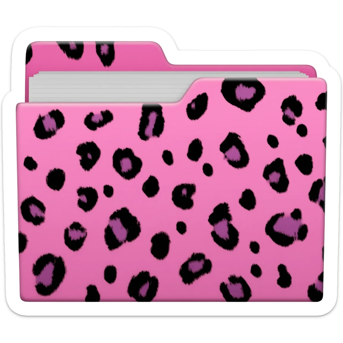 light pink black cheetah print file folder sticker