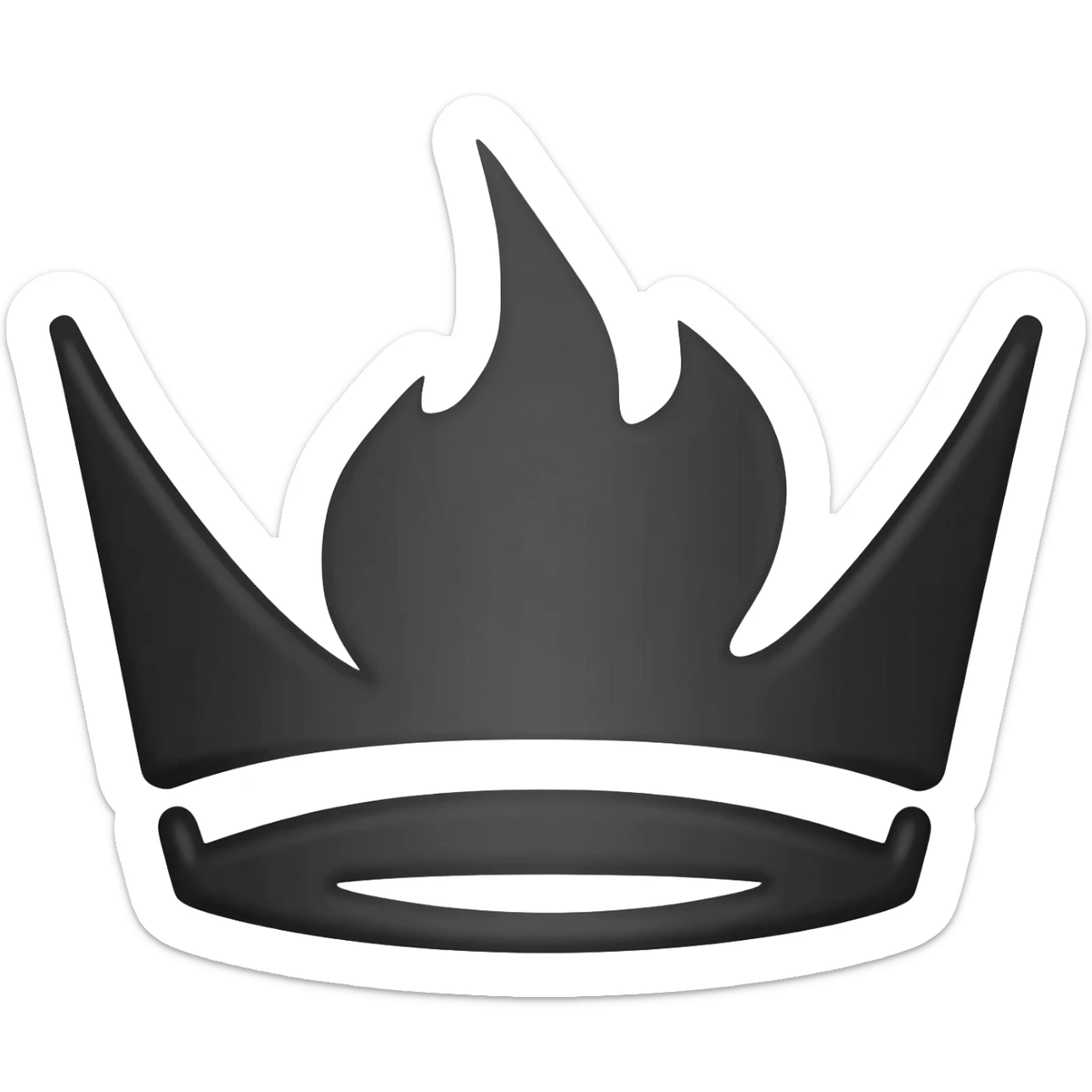 generate a black crown with a black flame sticker