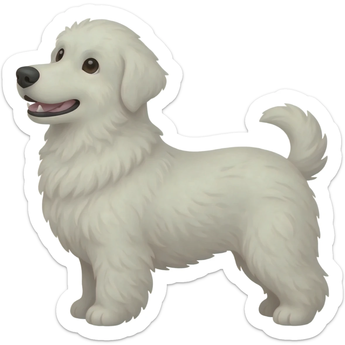 white dog looks contentedly to the left sticker