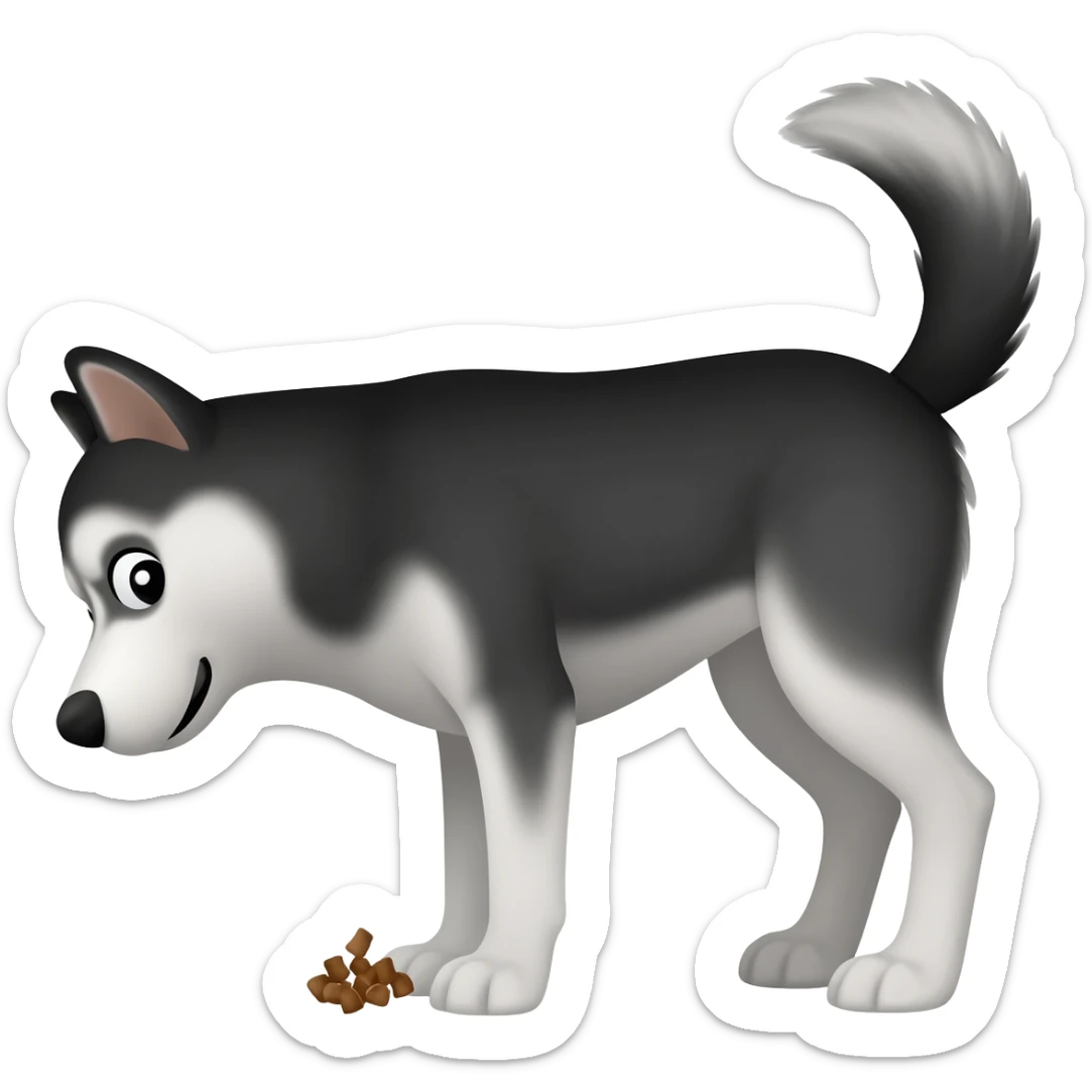 pes husky dělá hovínko sticker
