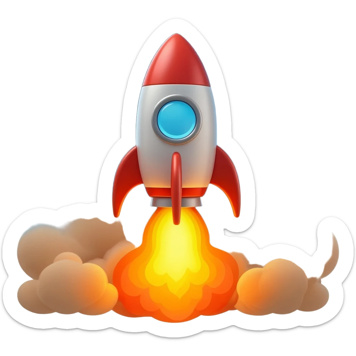 rocket ship launching with flame exhaust sticker