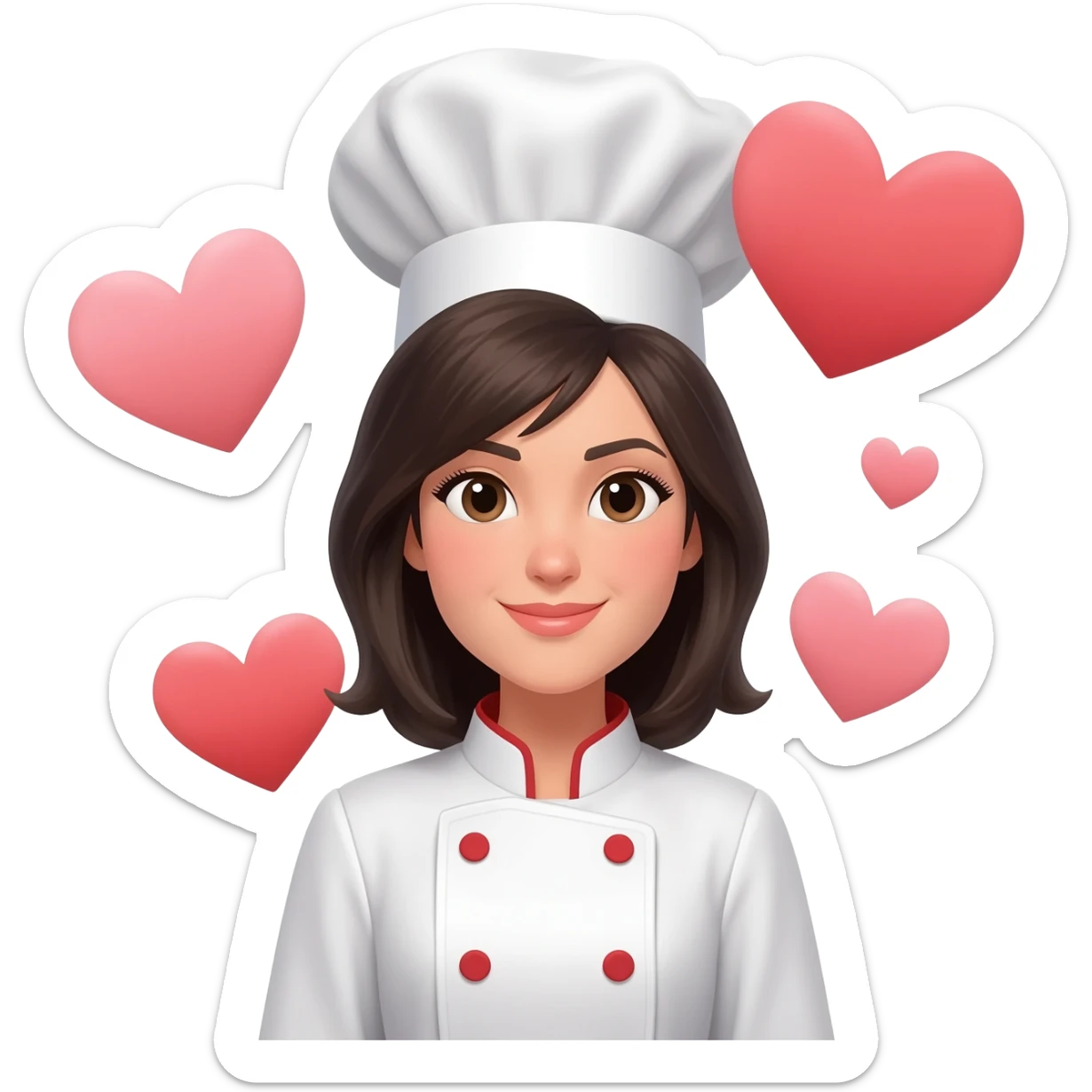 cook woman dark hear hearts sticker