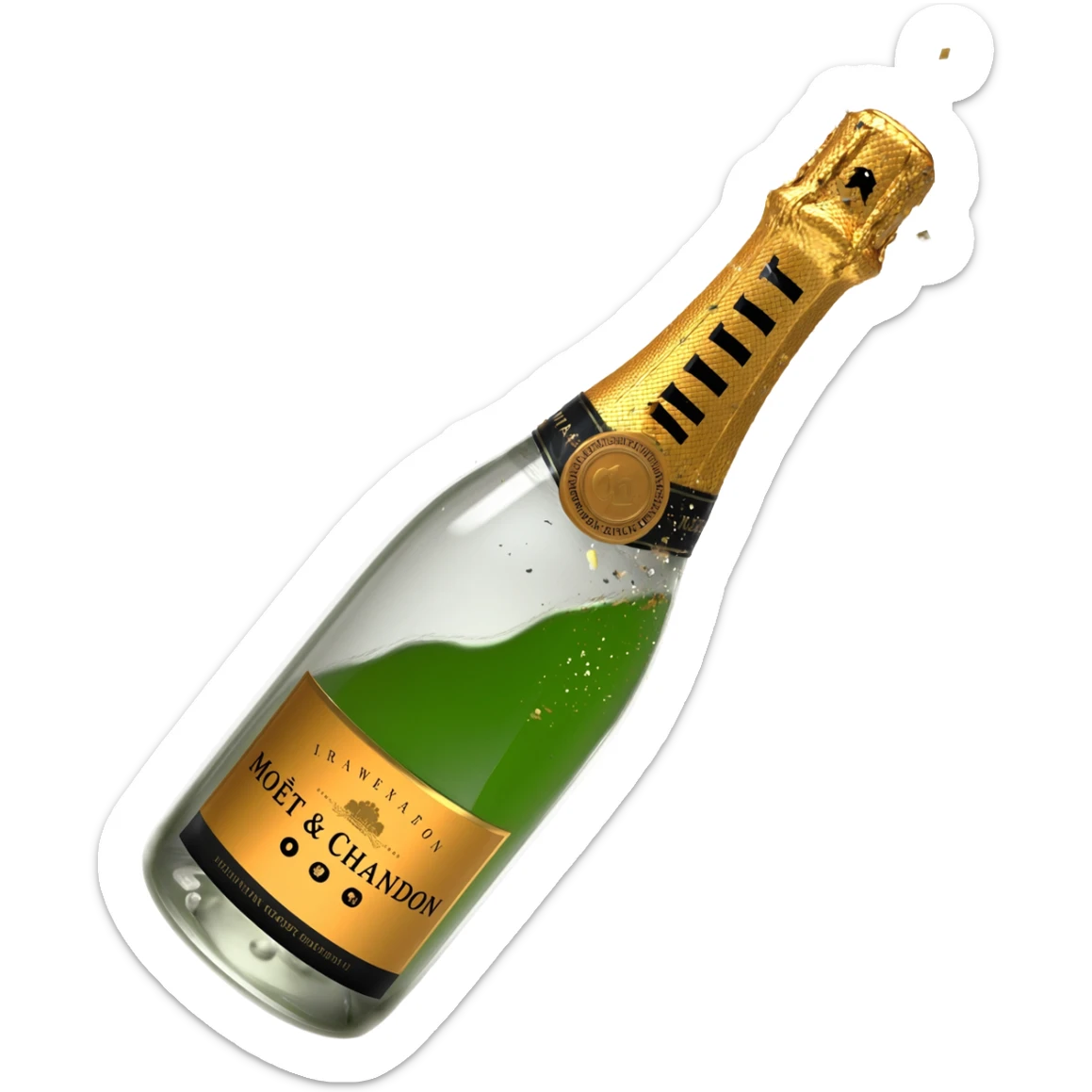 Moët & Chandon be shaken and sprayed with fanfare sticker