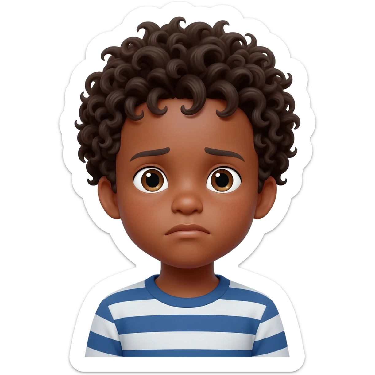confused black boy curly hair sticker