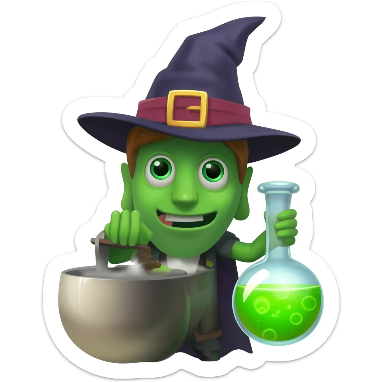 green witch cooking potion sticker