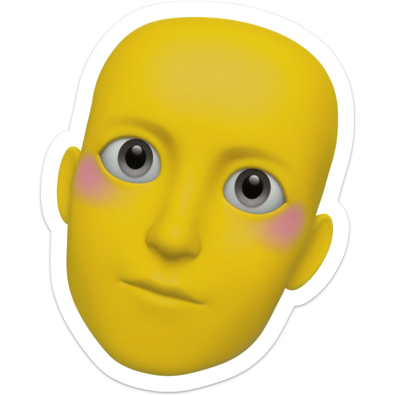 Yellow circle emoji with flushed eyes and neutral mouth in fisheye effect sticker