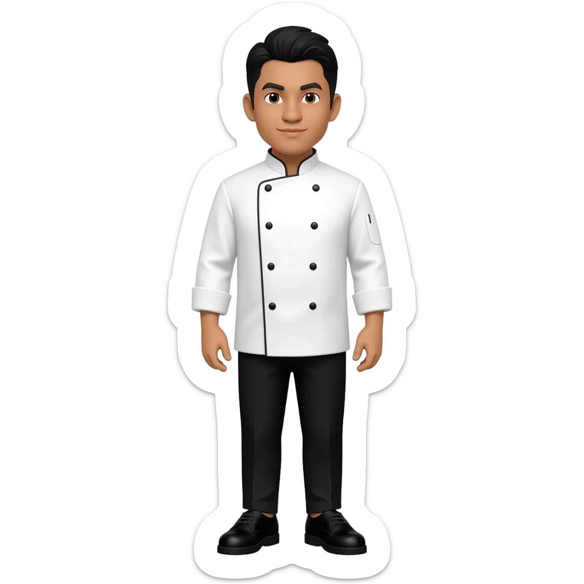 Filipino man chef uniform and black pants shoes sticker