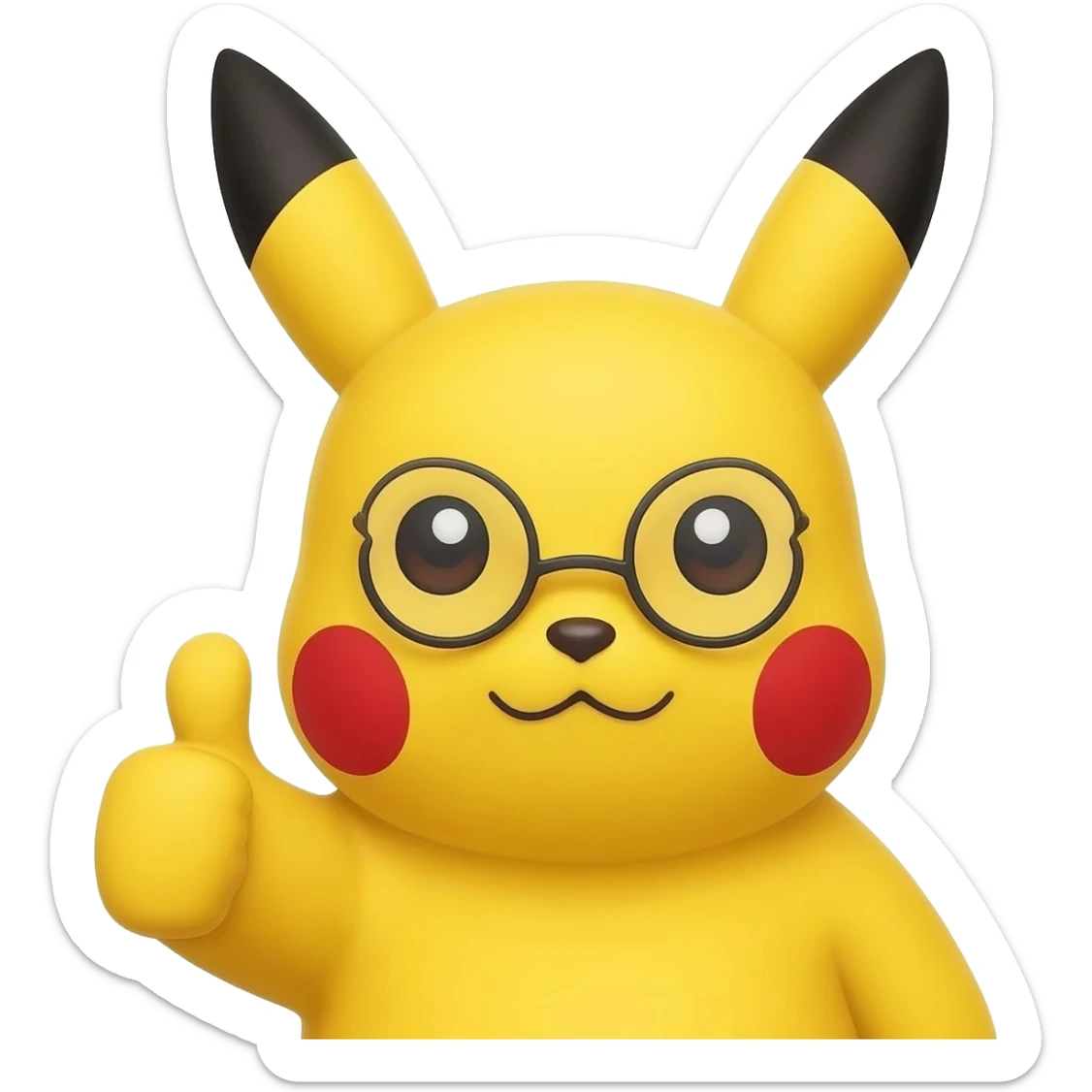 pikachu face only thumbs up wearing glasses sticker