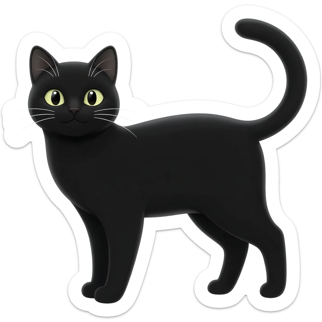 Black cat with white moustache sticker